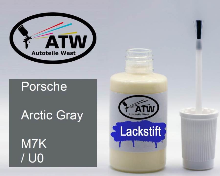 Porsche, Arctic Gray, M7K / U0: 20ml Lackstift, von ATW Autoteile West.